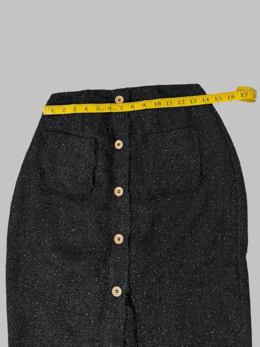 Tuckernuck Pomander Place Black Metallic Tweed Midi Skirt - Picture 7 of 9